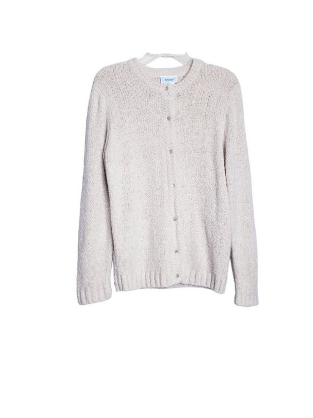 Vintage Tan Oatmeal Knit Button Front Soft Cardigan Sweater Women's Size Medium